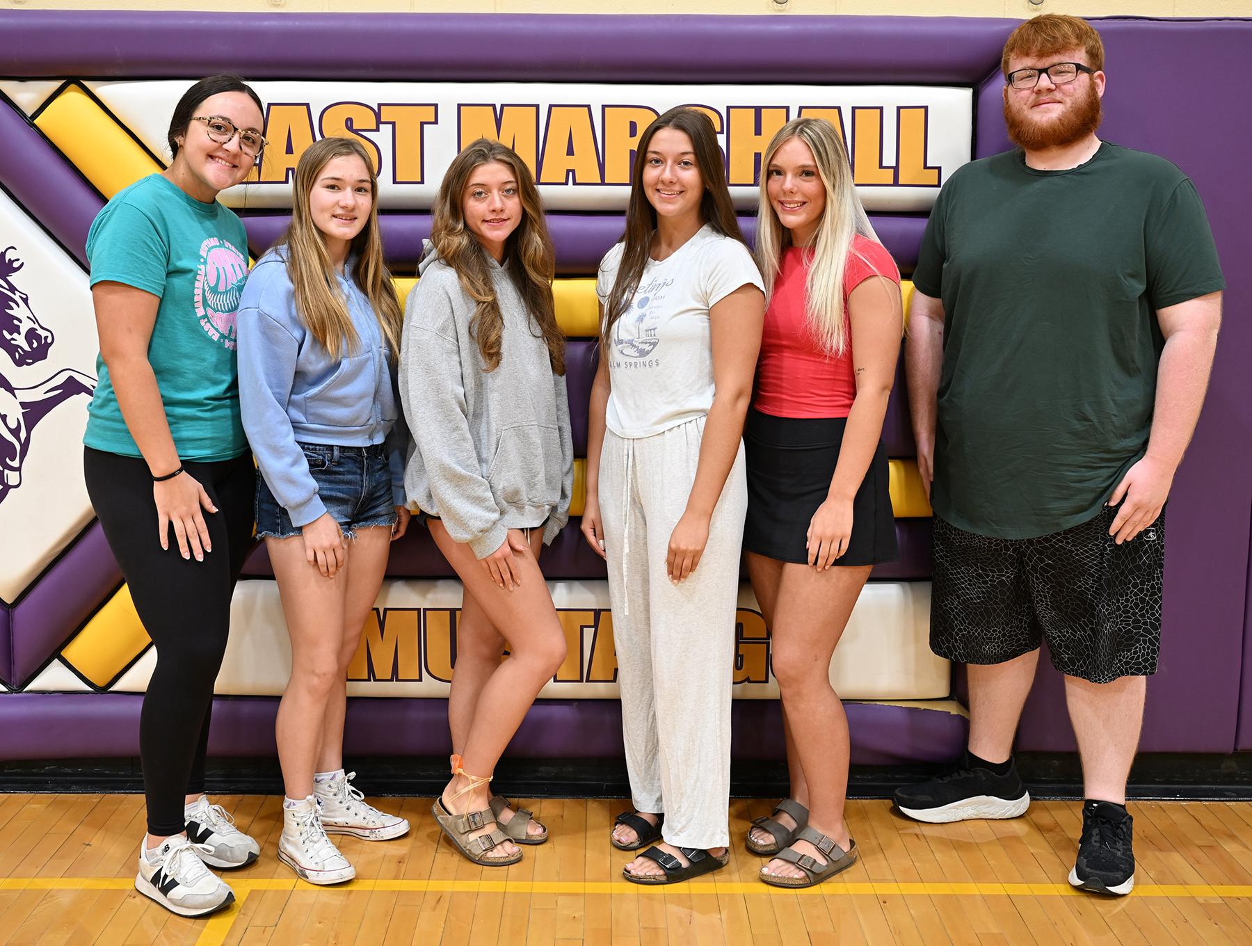 East Marshall: Brooklyn Casey, Ava Hendricks, Madeline White, Lillian Dehl, Alivia Neuroth, and Cameron Lanfier.